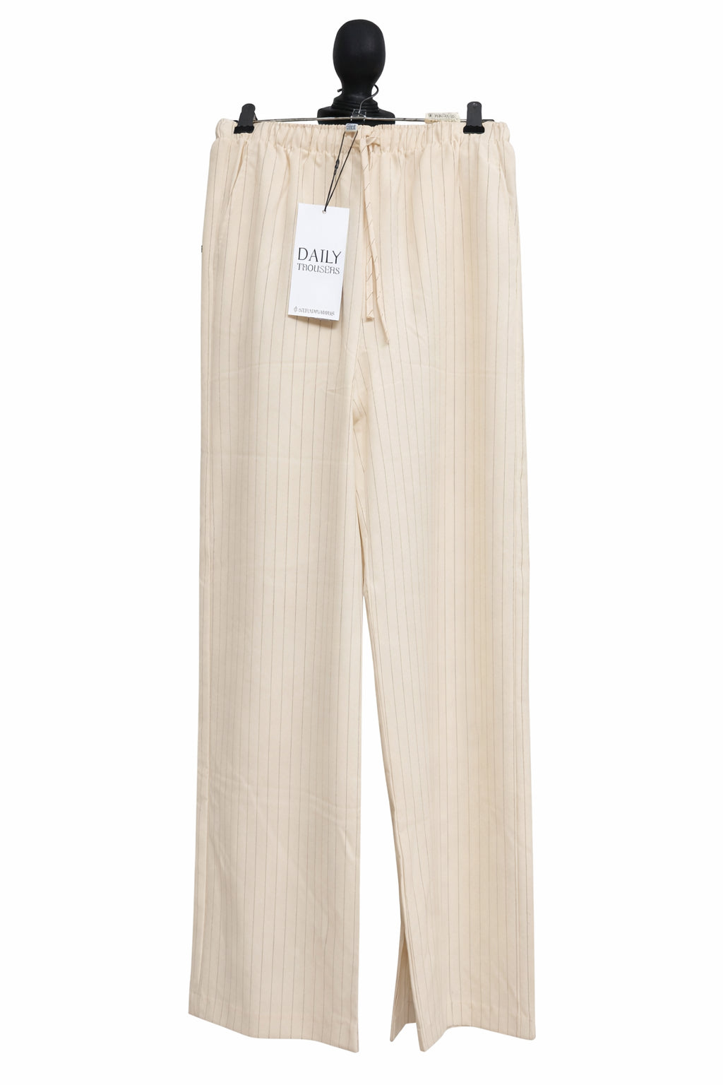 Pantaloni Stradivarius pentru femei, crem cu dungi fine, mărime XS