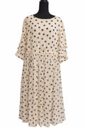 Rochie La Donna pentru femei, crem cu buline negre, mărime 48
