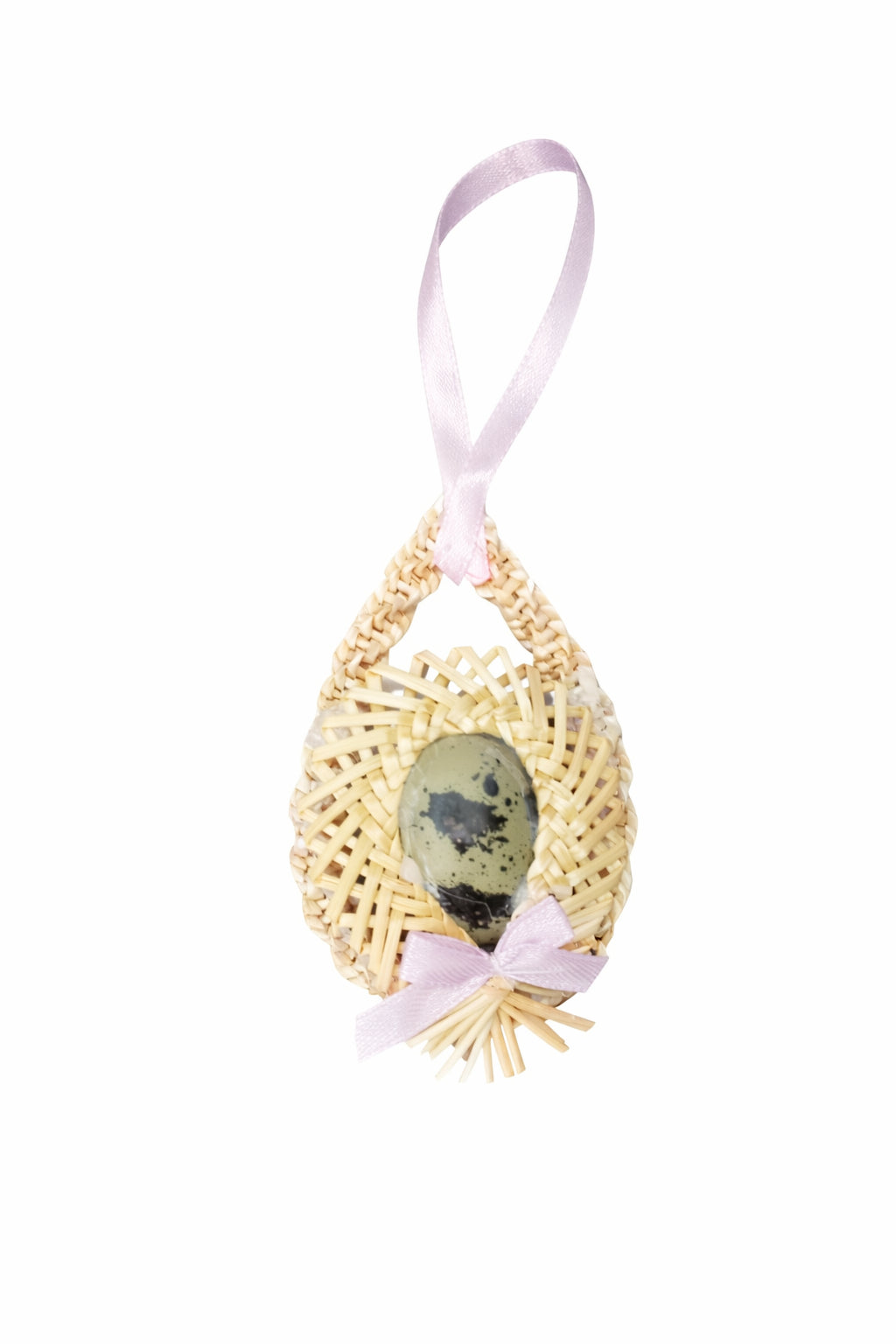 Decorațiune Ou din Paie – Handmade cu Șnur Roz, Decor Rustic