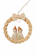 Ornament din Paie Cerc cu 2 Păpuși – Handmade, Decor Eco de Sărbători
