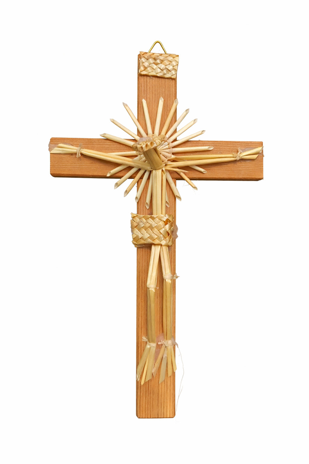 Cruce din Lemn cu Ornamente din Paie – Handmade, Decor sau Cadou