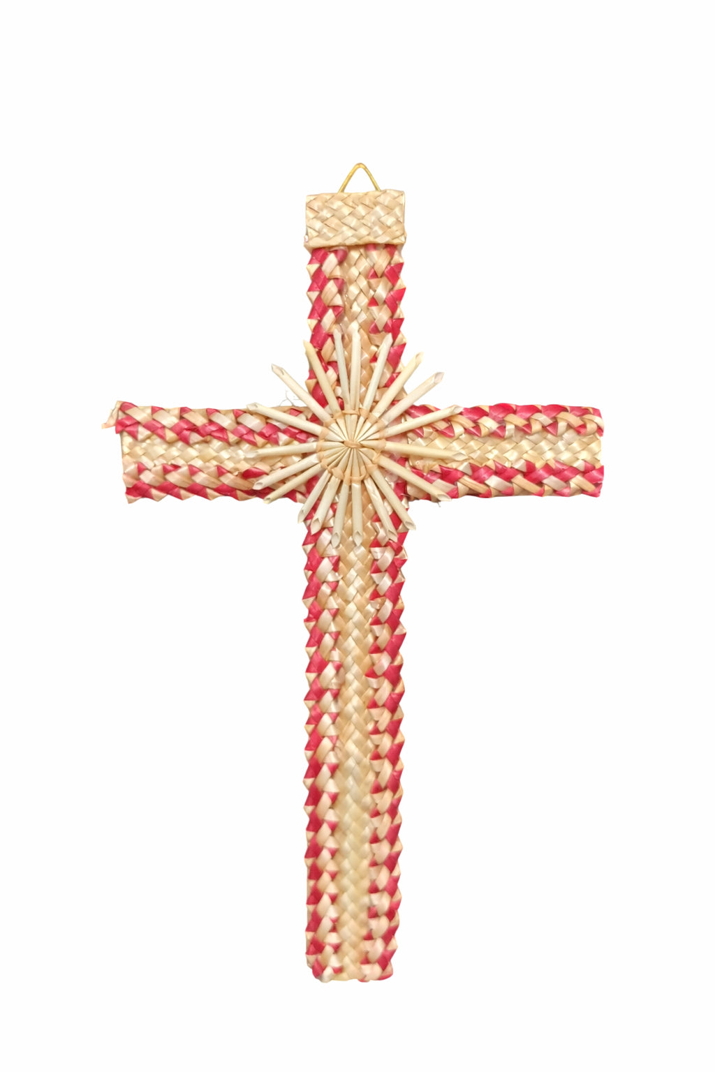 Cruce din Lemn cu Ornamente din Paie – Handmade, Decor Interior