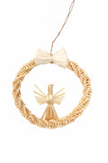Ornament din Paie Cerc cu Îngeraș – Handmade, Decor Eco de Sărbători