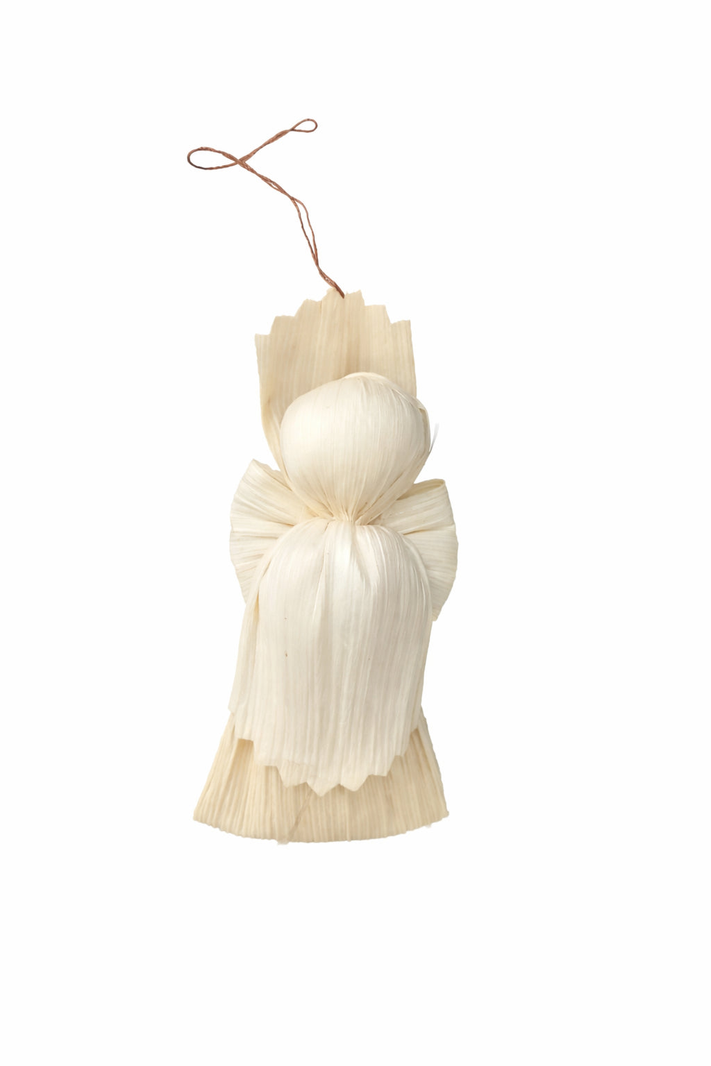 Ornament Îngeraș din Foi de Porumb – Handmade Crem, Șnur Agățare