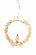 Ornament Coroniță din Paie cu Fundă – Handmade Eco, Decor de Sărbători