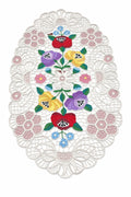 Mileu Dantelă Crem – Broderie Florală Multicoloră 49x28 cm