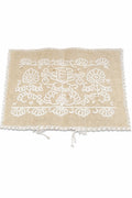Față de Pernă Mileu din In Bej – Broderie Florală Croșetată Manual 52x39