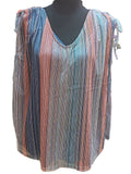 Bluză damă multicoloră, XL, cu decolteu în V  S001291