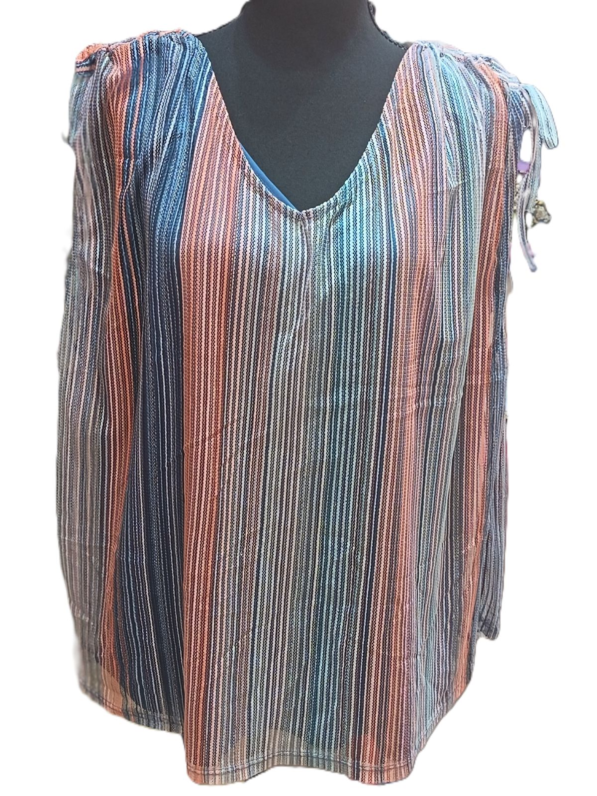 Bluză damă multicoloră, XL, cu decolteu în V  S001291