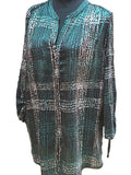 Bluză Cocomo, damă verde cu imprimeu abstract, L, realizată din material ușor și fluid. S001292