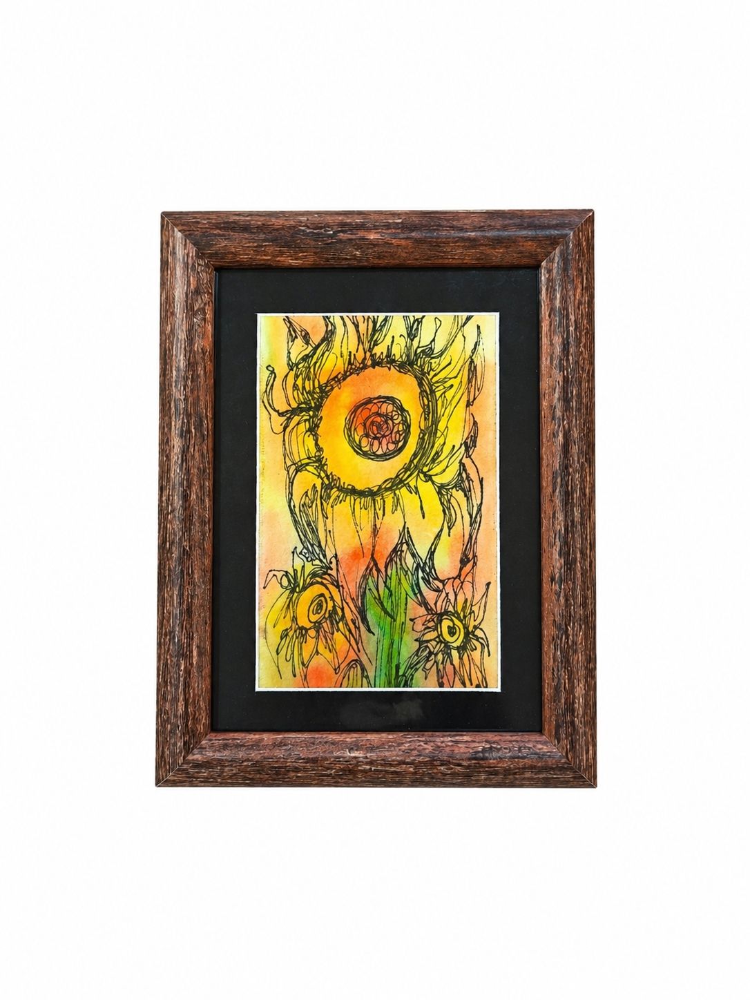 Tablou decorativ mic, cu ilustrație florală în stil artistic, 16x21