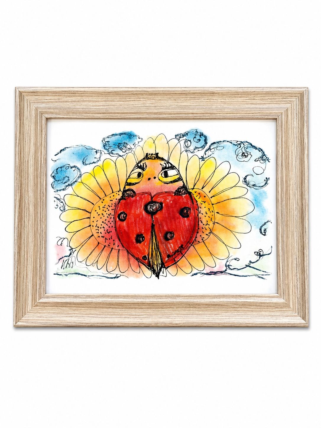 Tablou decorativ cu buburuză stilizată, 24x19