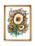 Tablou decorativ înrămat, cu ilustrație artistică florală, 23x32