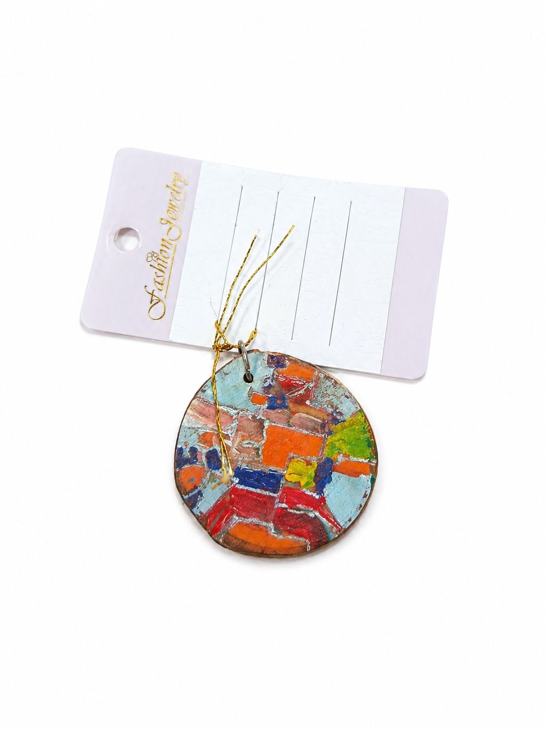 Colier handmade cu pandantiv rotund multicolor