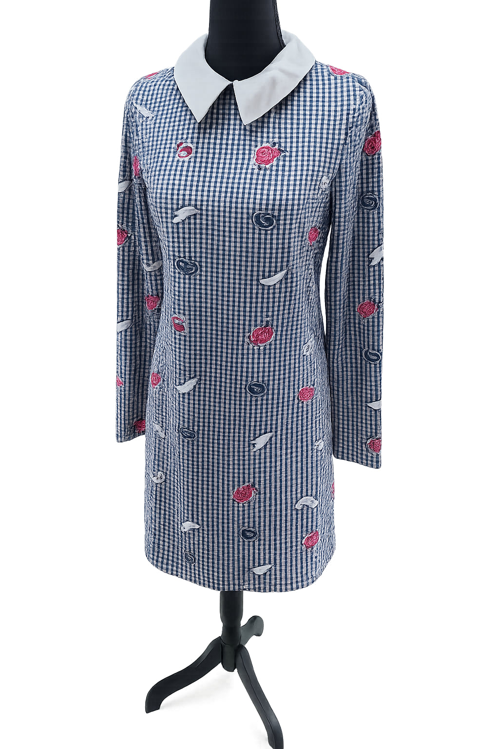 Rochie casual OVS, cu imprimeu în carouri alb-negru