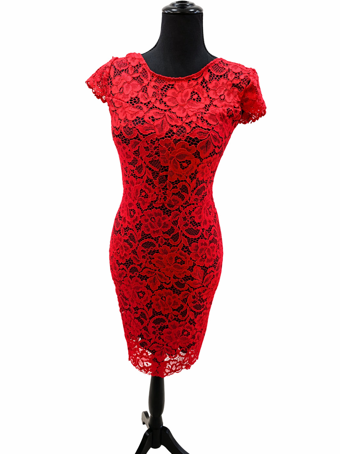 Rochie elegantă roșie din dantelă, S