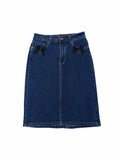 Fustă upcycled, din denim albastru, S