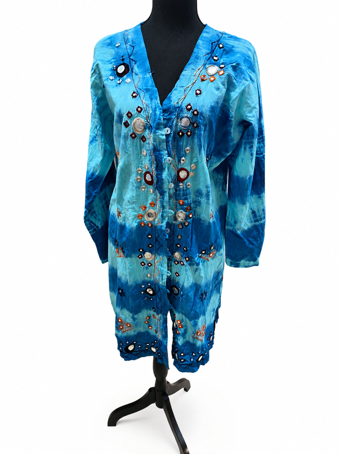 unică damă albastră tip tie-dye, L/XL