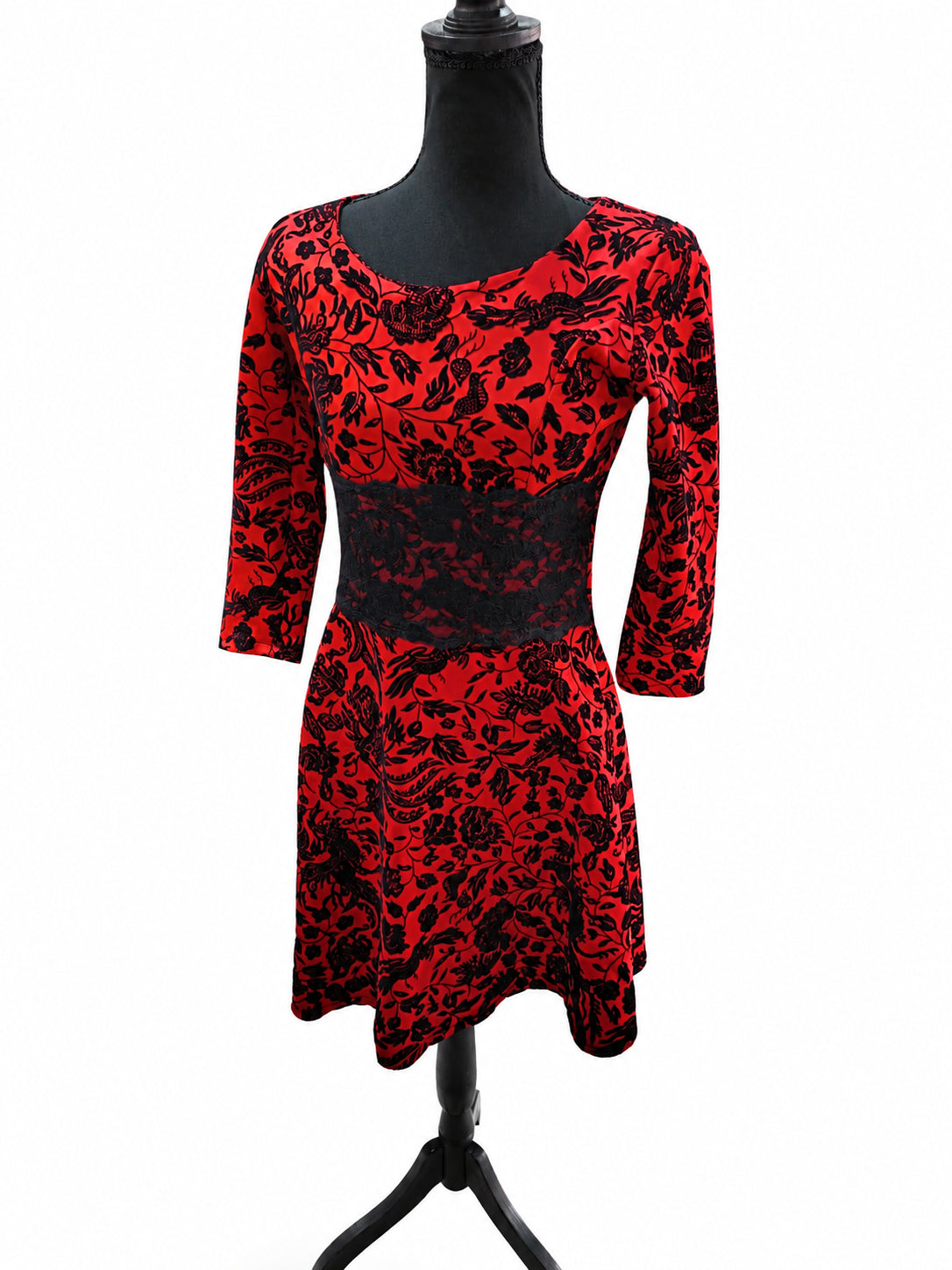 Rochie damă roșie cu imprimeu floral, S