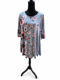 Bluză damă gri cu imprimeu floral, XL