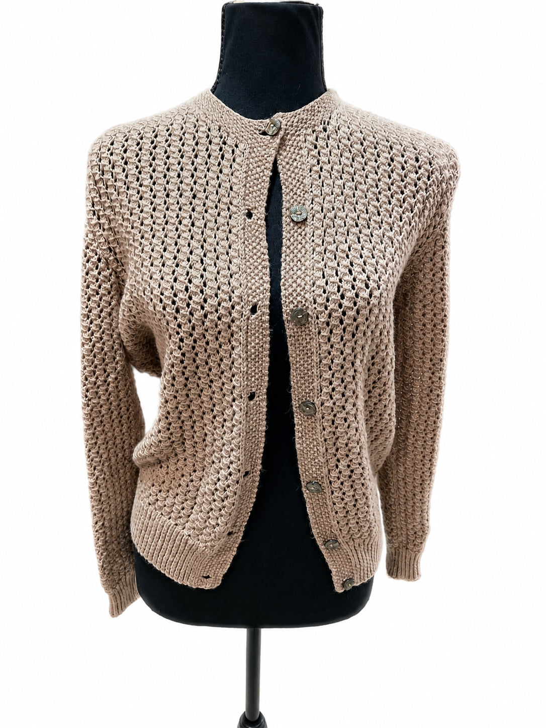 Cardigan tricotat damă bej pudrat, M