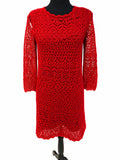 Rochie tricotată roșie tip plasă, S