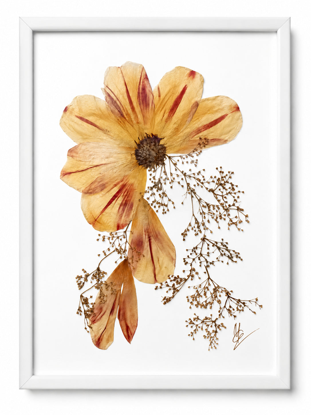 Tablou decorativ handmade cu floare presată naturală