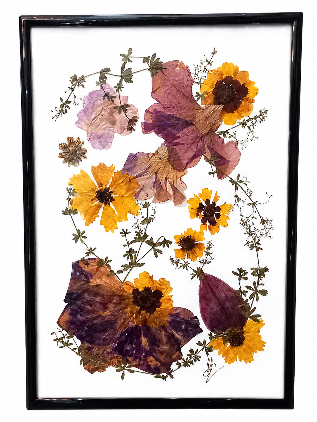 Tablou decorativ handmade cu floare presată naturală