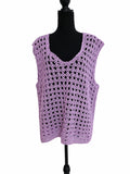 Vestă croșetată damă, culoare lila pastel
