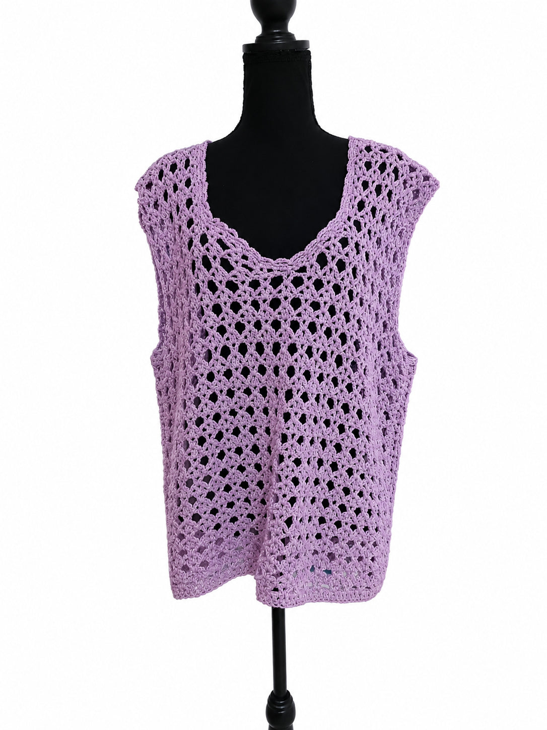 Vestă croșetată damă, culoare lila pastel