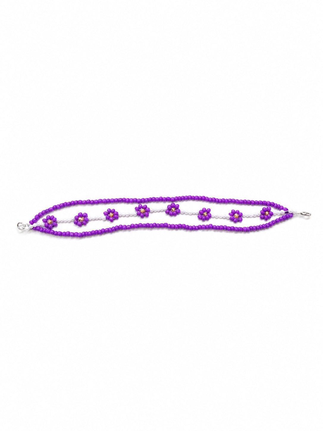 Brățară handmade mov cu flori din mărgele