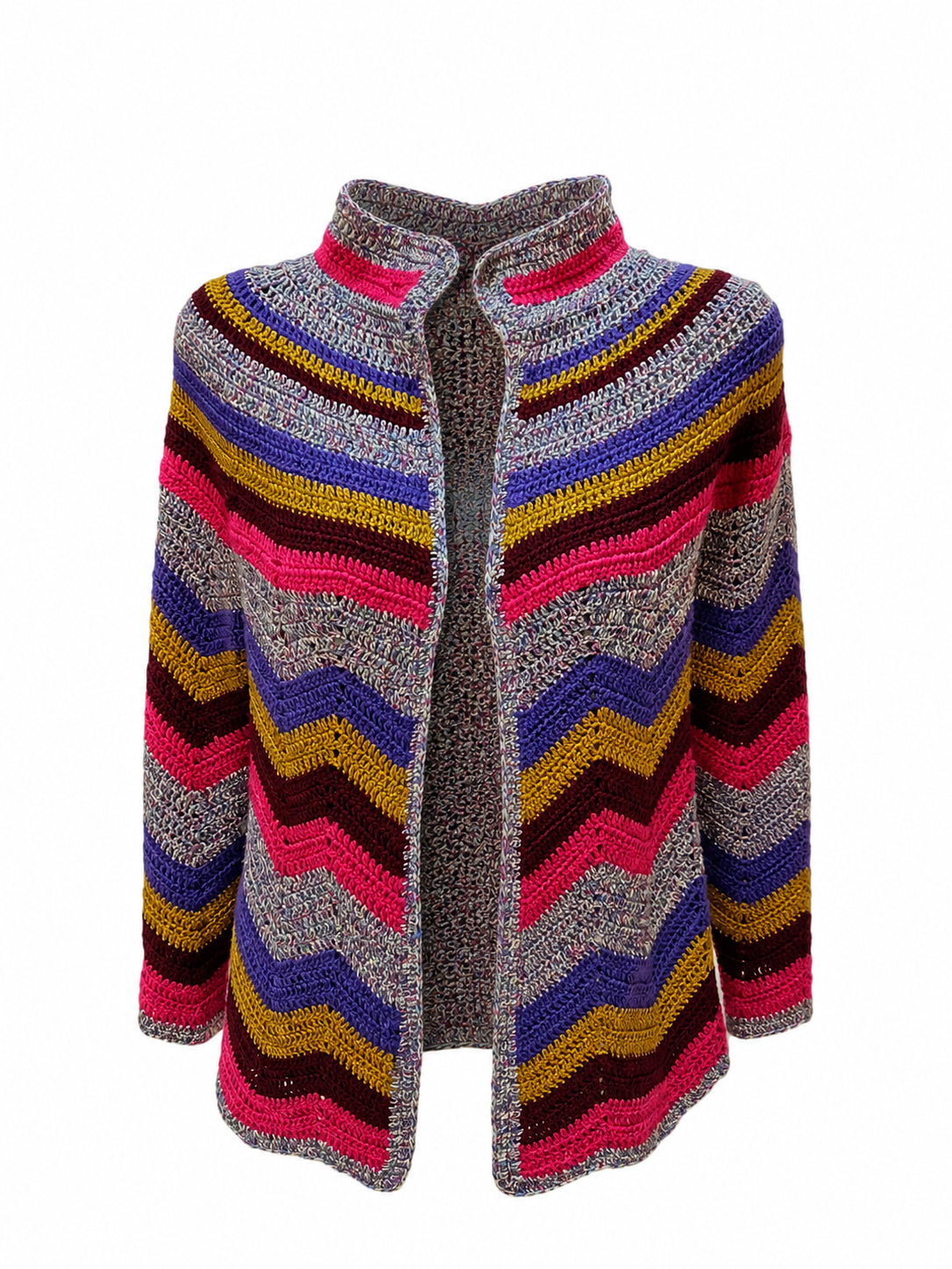 Cardigan tricotat damă multicolor, M