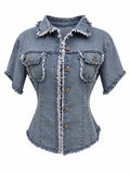 Cămașă denim Limeng gri damă, S/M
