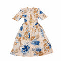 Rochie Elita, bej cu imprimeu floral albastru, M