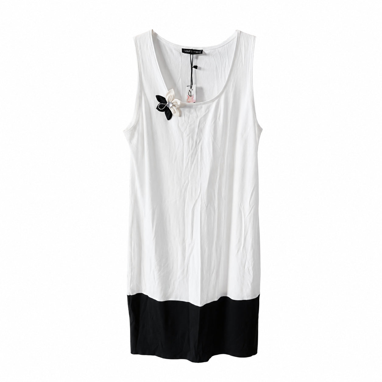 Rochie upcycled fără mâneci alb-negru, 38