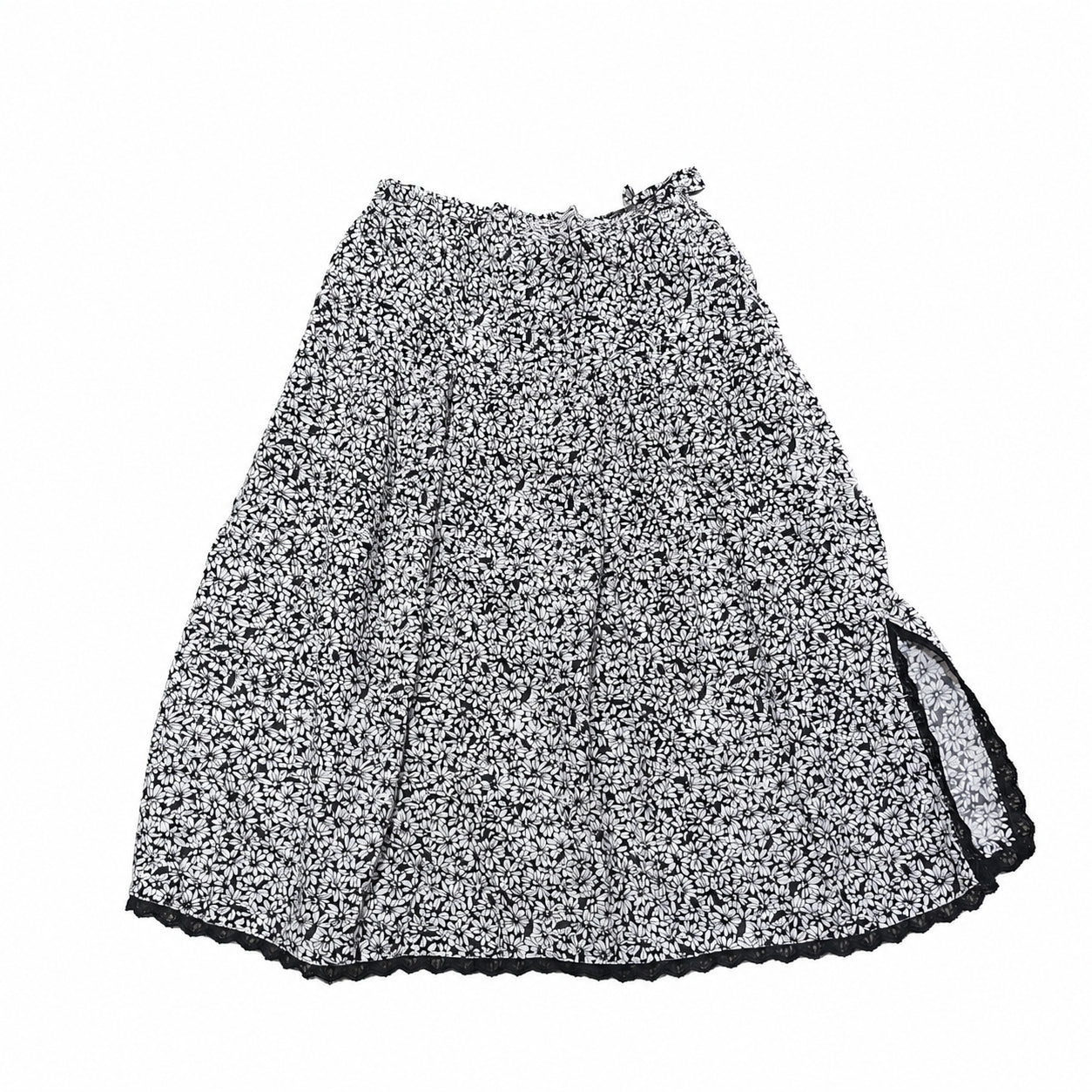 Fustă  alb-negru cu imprimeu floral, S