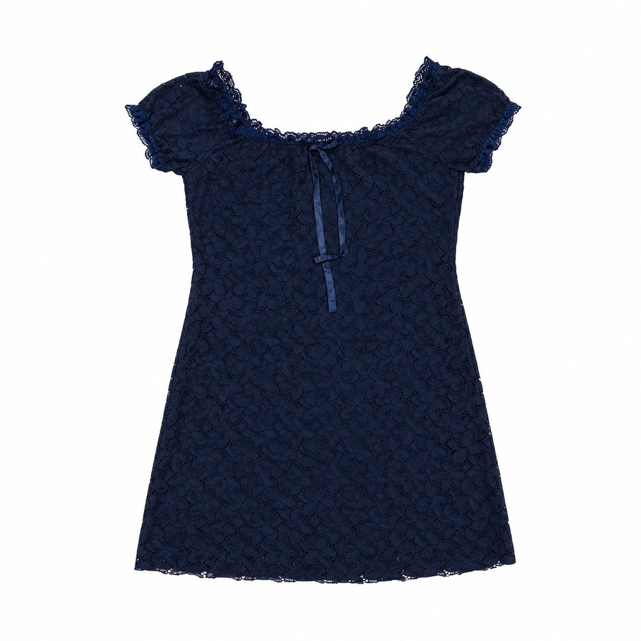 Rochie bleumarin din dantelă florală, S