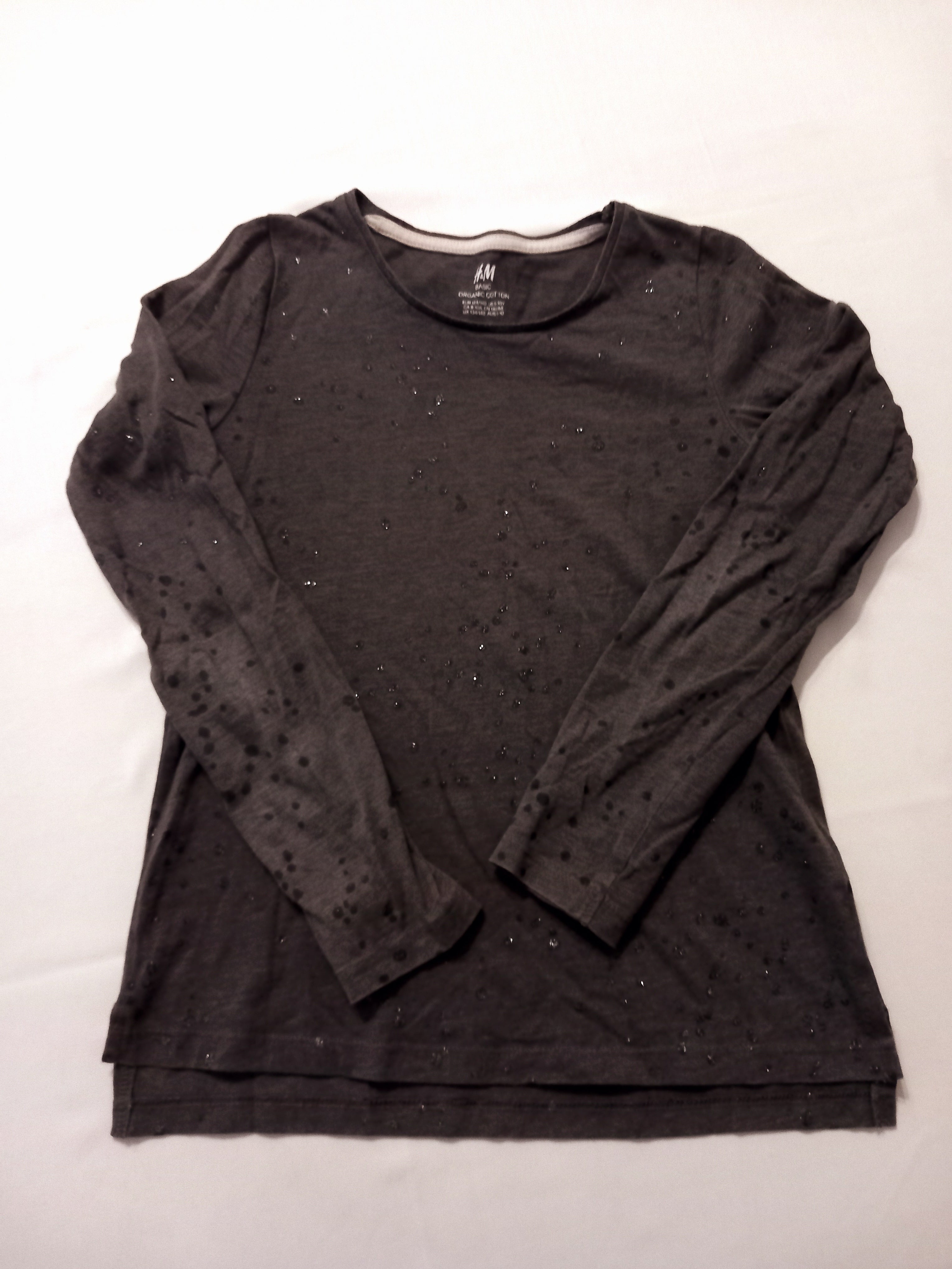 Bluză gri închis cu mânecă lungă, mărime 134/140