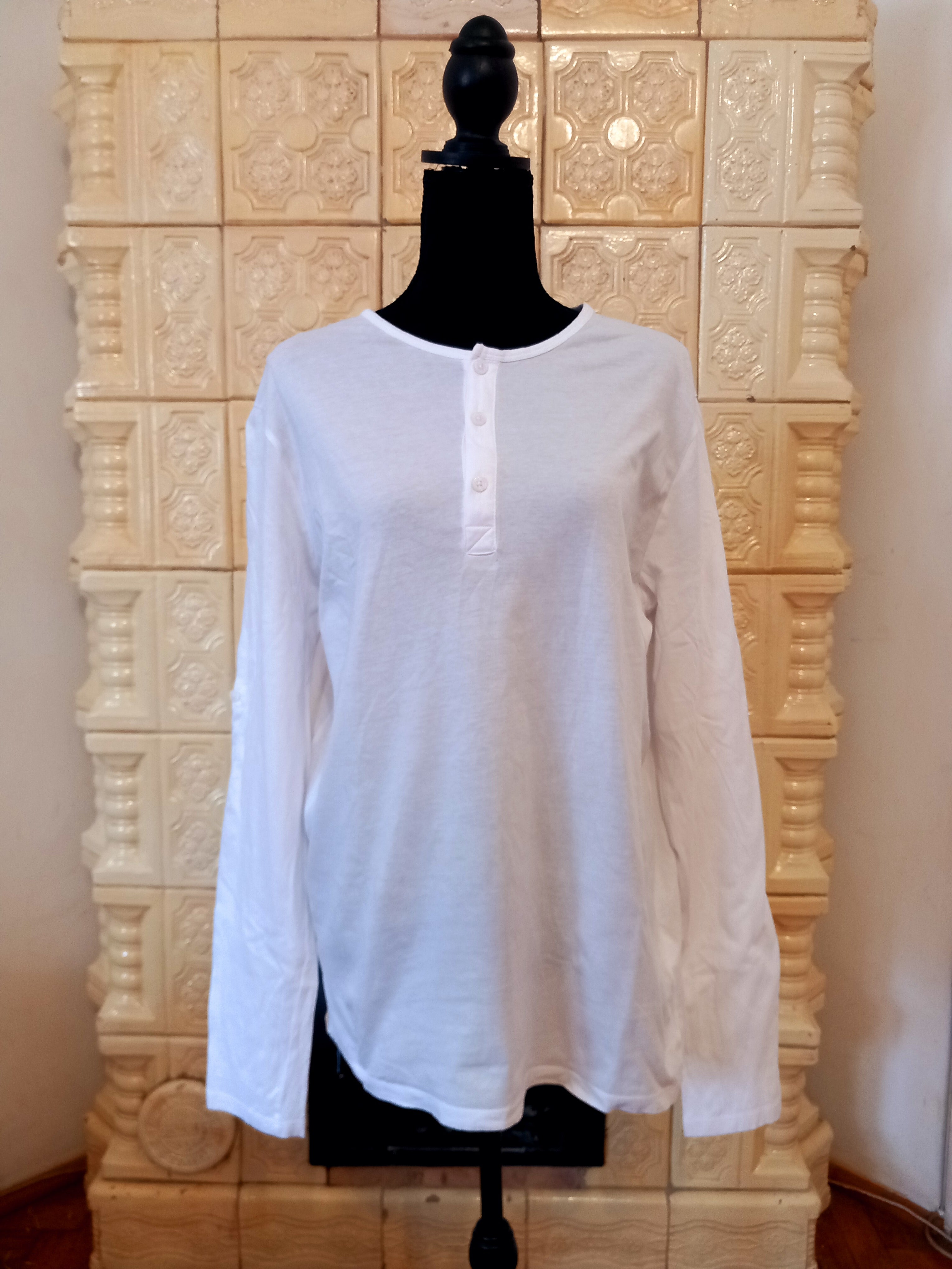 Bluză albă H&M cu mânecă lungă, mărime XL