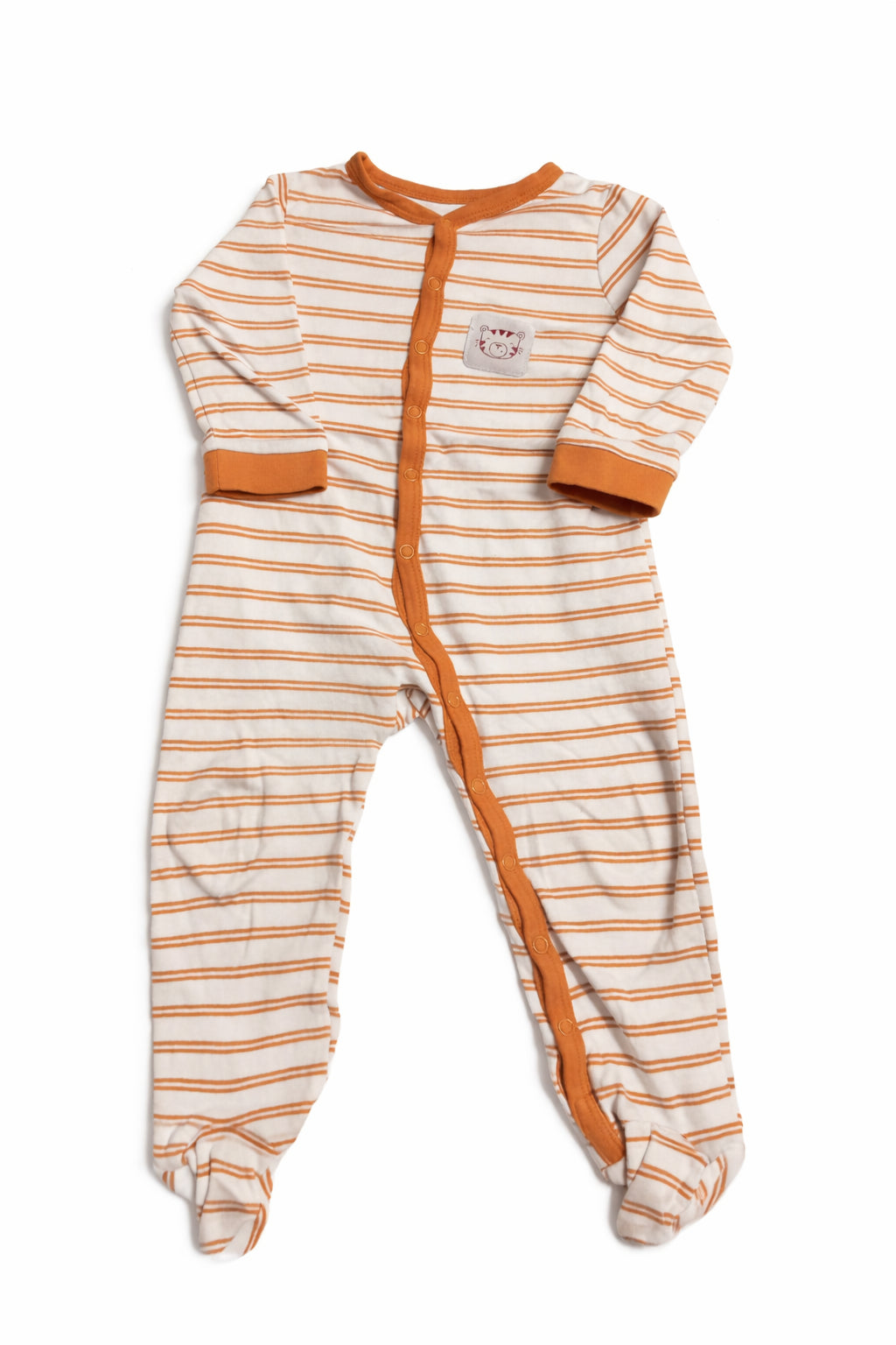 Șalopetă pentru bebeluși cu dungi alb-crem și maro 80