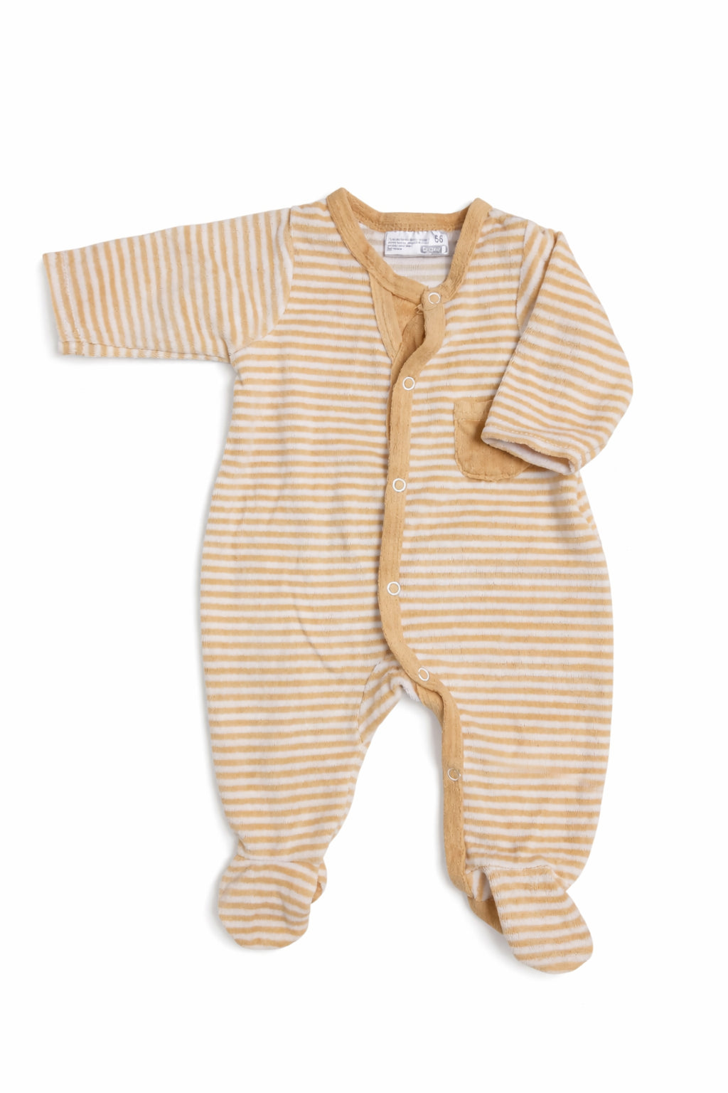 Șalopetă bebe cu dungi bej și alb A