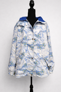 Geacă pentru femei windbreaker cu imprimeu albastru-alb