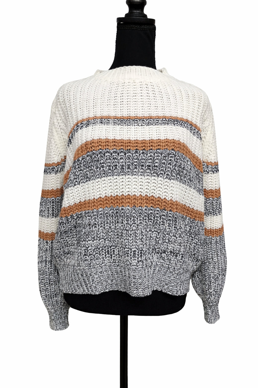 Pulover Shein pentru femei, tricotat gros, în nuanțe de alb, gri melanj și bej, mărime S