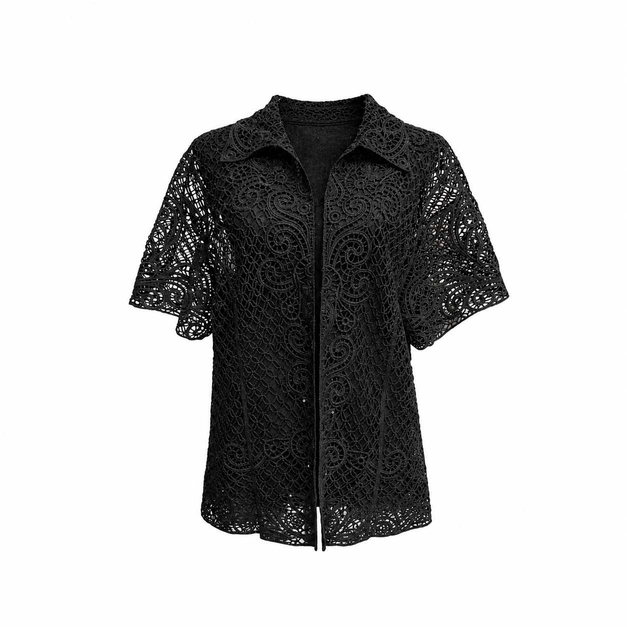 Sacou din dantelă neagră pentru femei, mărime L/XL