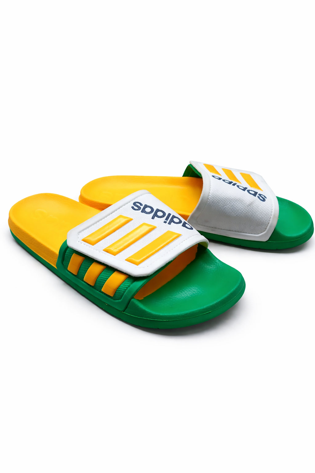 Papuci tip slide Adidas pentru bărbați, verde-galben-alb, mărime 44