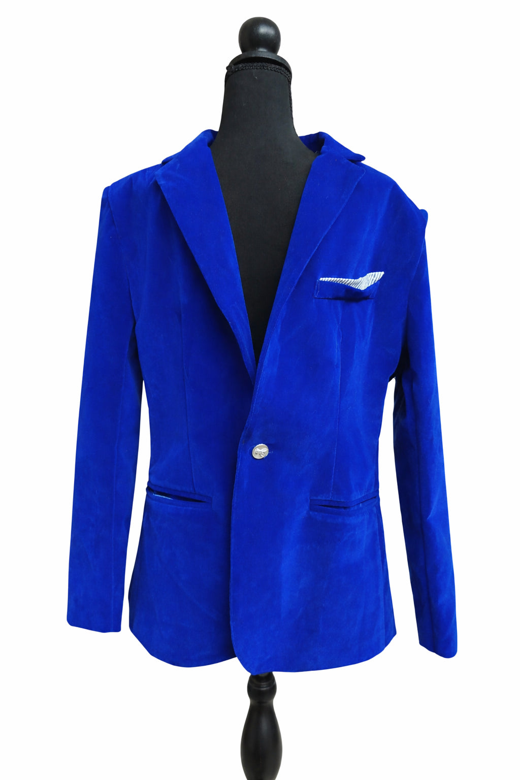 Sacou elegant din catifea albastru regal, mărime XL