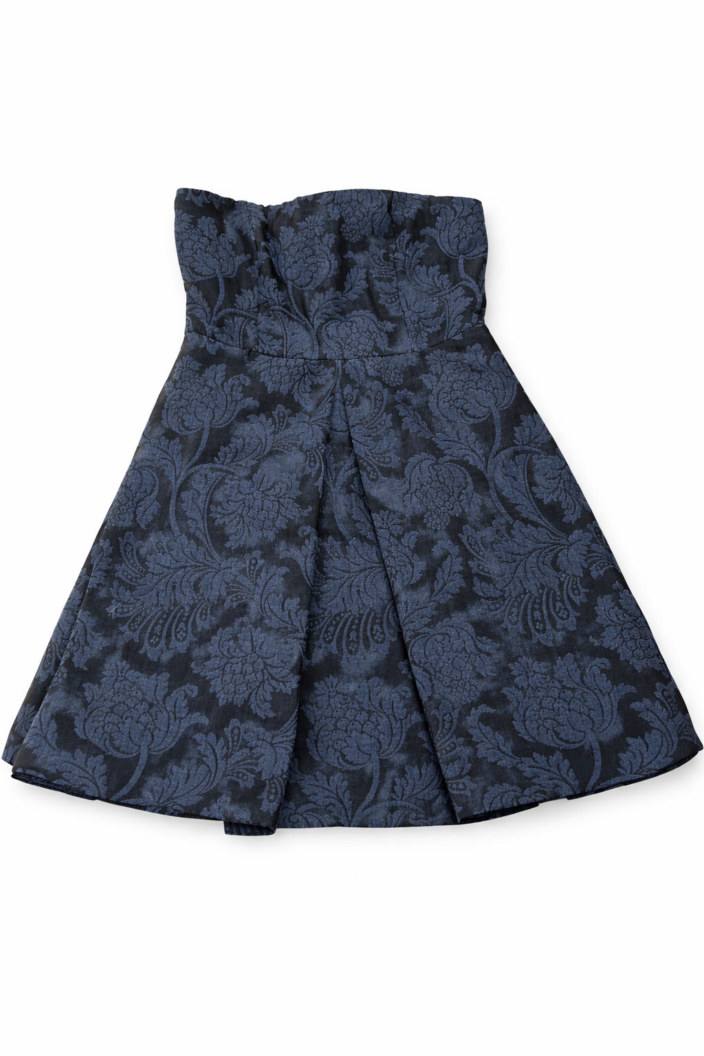 Rochie Zara pentru femei, fără bretele, albastru închis cu model floral