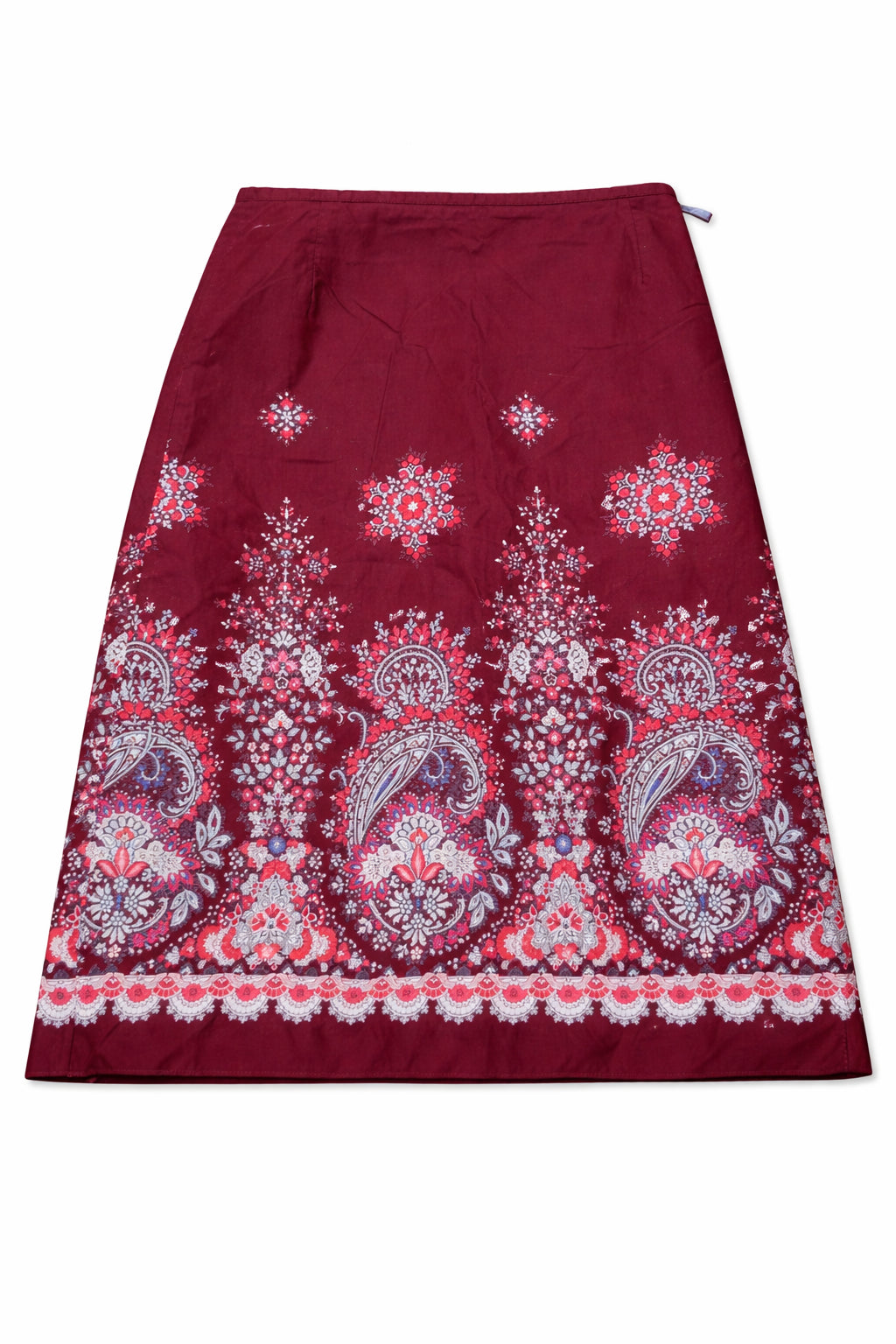 Fustă My Diary pentru femei, bordo cu imprimeu floral ornamental