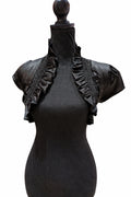 Bolero Elegant Negru Satinat cu Volane – Mărime XS Femei | Second Hand