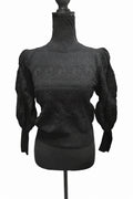 Bluză Zara Neagră cu Mâneci Bufante – Tricotată Mărime S Femei | Second Hand